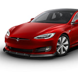 For 2016-2020 Tesla Model S STP-Style Matt Black Front Bumper Body Spoiler Lip + 31" x 4" Universal Black Car side Skirt Rocker Splitters Diffuser Winglet Wind  5 pieces