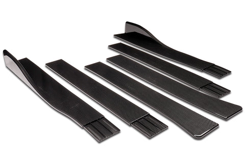 For 2014-2016 Toyota Corolla S GT-Style Carbon Painted Front Bumper Spoiler Lip + 86" x 4" Universal Carbon Look Side Skirt Extension Rocker Splitters Lip 9pcs