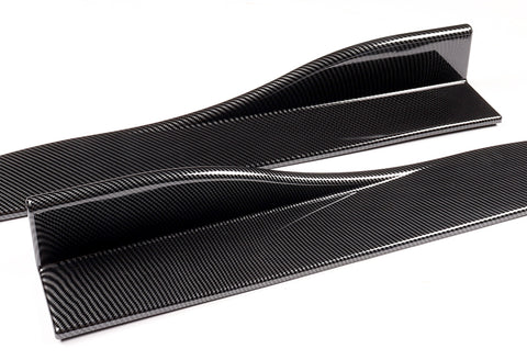 For 2013-17 Hyundai Elantra GT Hatchback Carbon Painted Front Bumper Spoiler Lip + 86" x 4" Universal Carbon Look Side Skirt Extension Rocker Splitters Lip 9pcs