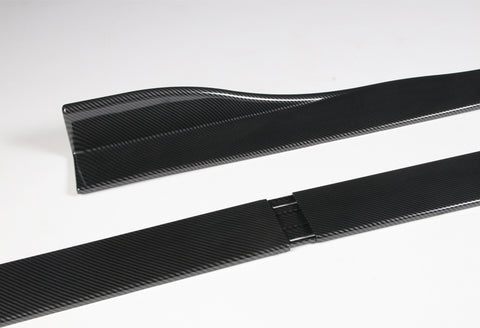 For 2014-2016 Toyota Corolla S GT-Style Carbon Painted Front Bumper Spoiler Lip + 86" x 4" Universal Carbon Look Side Skirt Extension Rocker Splitters Lip 9pcs