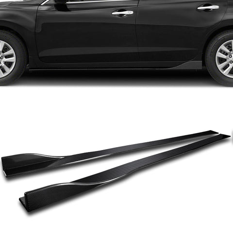 For 2013-17 Hyundai Elantra GT Hatchback Carbon Painted Front Bumper Spoiler Lip + 86" x 4" Universal Carbon Look Side Skirt Extension Rocker Splitters Lip 9pcs