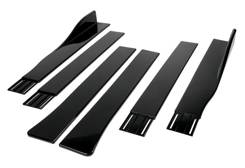 For 2013-2016 Audi A4 Quattro S4 Painted Black Front Bumper Splitter Spoiler Lip + 59" x 4" Universal Painted Black Side Skirt Extension Rocker Splitters Lip 9pcs