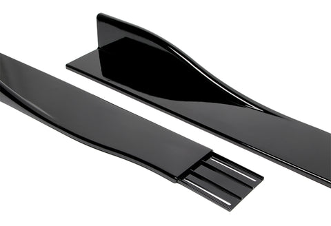 For 2013-2016 Audi A4 Quattro S4 Painted Black Front Bumper Splitter Spoiler Lip + 59" x 4" Universal Painted Black Side Skirt Extension Rocker Splitters Lip 9pcs