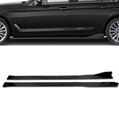 For 2013-2020 Nissan 370Z GT-Style Painted Black Front Bumper Body Spoiler Lip + 86" x 4" Universal Painted Black Side Skirt Extension Rocker Splitters Lip 9pcs