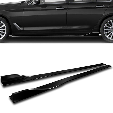 For 2013-2016 Audi A4 Quattro S4 Painted Black Front Bumper Splitter Spoiler Lip + 59" x 4" Universal Painted Black Side Skirt Extension Rocker Splitters Lip 9pcs