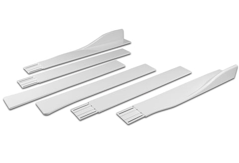 For 2013-2020 Nissan 370Z GT-Style Painted White Front Bumper Body Spoiler Lip + 86" x 4" Universal Painted White Side Skirt Extension Rocker Splitters Lip 9pcs