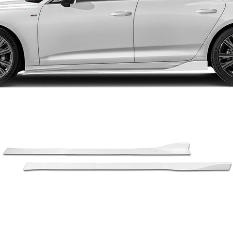 For 2009-2015 Lancer GT GTS RA-Style Painted White Front Bumper Body Spoiler Lip + 86" x 4" Universal Painted White Side Skirt Extension Rocker Splitters Lip  9pcs