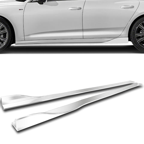 For 2013-2020 Nissan 370Z GT-Style Painted White Front Bumper Body Spoiler Lip + 86" x 4" Universal Painted White Side Skirt Extension Rocker Splitters Lip 9pcs