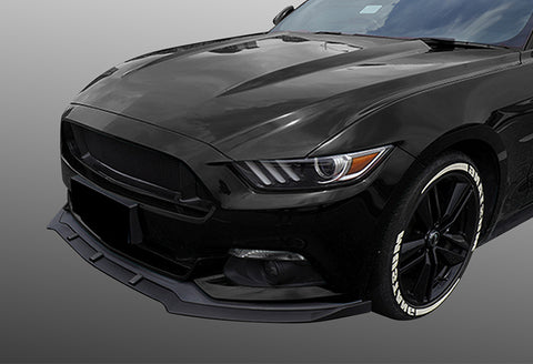 For 2015-2017 Ford Mustang Unpainted BLK Front Bumper Body Kit Spoiler Lip 3PCS  +For 2015-2023 Ford Mustang Coupe Shark Fin Matt Black Vortex Rear Roof Spoiler