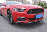 For 2015-2017 Ford Mustang Painted Black Front Bumper Body Kit Spoiler Lip 3pcs + For 2015-2020 Ford Mustang Coupe Black ABS Rear Window Roof Visor Spoiler Wing