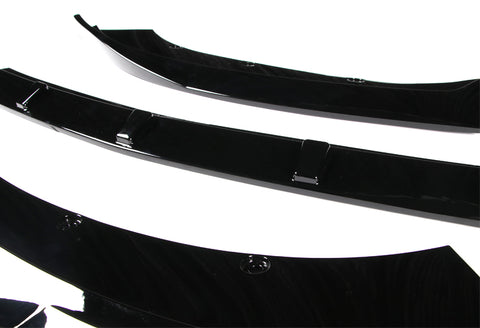 For 2015-2017 Ford Mustang Painted Black Front Bumper Body Kit Spoiler Lip 3pcs + For 2015-2020 Ford Mustang Coupe Black ABS Rear Window Roof Visor Spoiler Wing