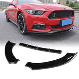 For 2015-2017 Ford Mustang Painted Black Front Bumper Body Kit Spoiler Lip 3pcs + For 2015-2020 Ford Mustang Coupe Black ABS Rear Window Roof Visor Spoiler Wing