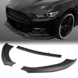 For 2015-2017 Ford Mustang Unpainted BLK Front Bumper Body Kit Spoiler Lip 3PCS  +For 2015-2023 Ford Mustang Coupe Shark Fin Matt Black Vortex Rear Roof Spoiler
