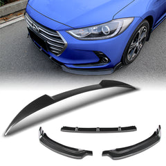 For 2017-2018 Hyundai Elantra Carbon Style Front Bumper Body Spoiler Lip + For 2017-2018 Hyundai Elantra W-Power Carbon Painted V-Style Trunk Spoiler Wing