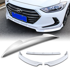 For 2017-2018 Hyundai Elantra Painted White Front Bumper Body Spoiler Lip  + For 2017-2018 Hyundai Elantra W-Power Pearl White V-Style Trunk Lid Spoiler Wing