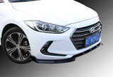 For 2017-2018 Hyundai Elantra Painted Black Front Bumper Body Spoiler Lip + For 2017-2018 Hyundai Elantra W-Power Pearl Black V-Style Trunk Lid Spoiler Wing