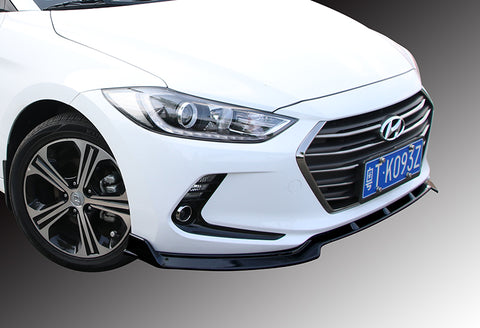 For 2017-2018 Hyundai Elantra Painted Black Front Bumper Body Spoiler Lip + For 2017-2018 Hyundai Elantra W-Power Pearl Black V-Style Trunk Lid Spoiler Wing