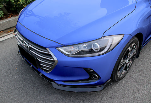 For 2017-2018 Hyundai Elantra Carbon Style Front Bumper Body Spoiler Lip + For 2017-2018 Hyundai Elantra W-Power Carbon Painted V-Style Trunk Spoiler Wing