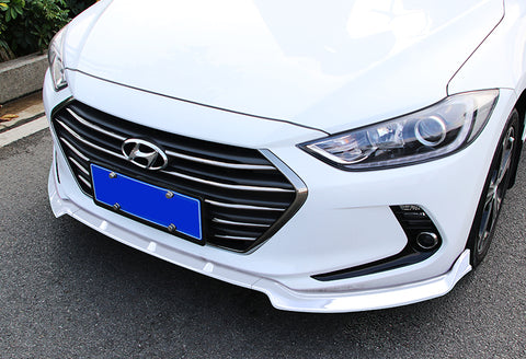 For 2017-2018 Hyundai Elantra Painted White Front Bumper Body Spoiler Lip  + For 2017-2018 Hyundai Elantra W-Power Pearl White V-Style Trunk Lid Spoiler Wing