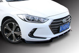 For 2017-2018 Hyundai Elantra Unpainted Black Front Bumper Body Spoiler Lip + For 2017-2018 Hyundai Elantra W-Power Unpainted Black V-Style Trunk Spoiler Wing