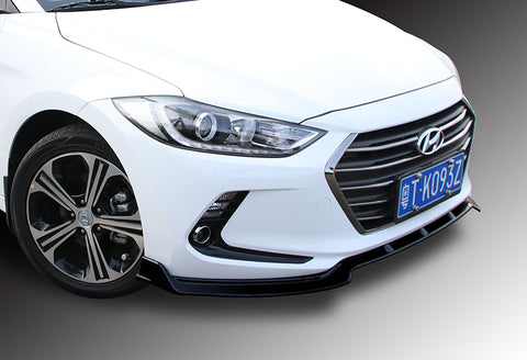For 2017-2018 Hyundai Elantra Unpainted Black Front Bumper Body Spoiler Lip + For 2017-2018 Hyundai Elantra W-Power Unpainted Black V-Style Trunk Spoiler Wing
