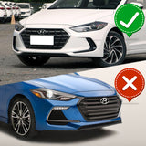 For 2017-2018 Hyundai Elantra Unpainted Black Front Bumper Body Spoiler Lip + For 2017-2018 Hyundai Elantra W-Power Unpainted Black V-Style Trunk Spoiler Wing