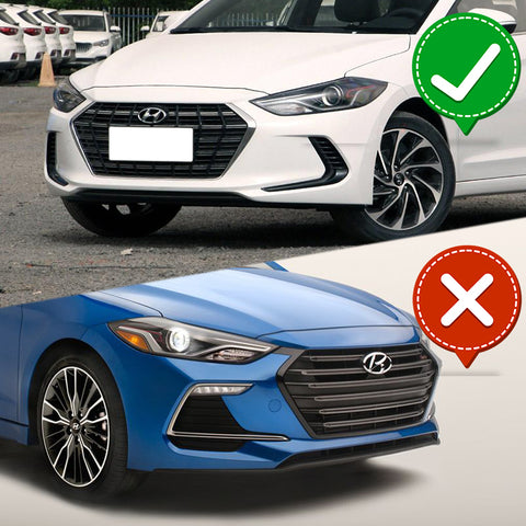 For 2017-2018 Hyundai Elantra Unpainted Black Front Bumper Body Spoiler Lip + For 2017-2018 Hyundai Elantra W-Power Unpainted Black V-Style Trunk Spoiler Wing