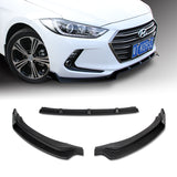 For 2017-2018 Hyundai Elantra Unpainted Black Front Bumper Body Spoiler Lip + For 2017-2018 Hyundai Elantra W-Power Unpainted Black V-Style Trunk Spoiler Wing