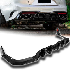 For 2018-2023 Kia Stinger Carbon Fiber Rear Bumper Diffuser Lip +LED Smoke Light  5pcs