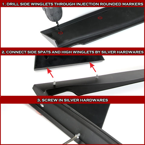 For 2018-2024 Toyota Camry SE XSE Carbon Fiber Rear Bumper Diffuser W/ LED Light  5pcs