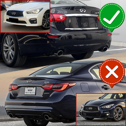 For 2014-2017 Infiniti Q50 Carbon Fiber Rear Bumper Diffuser Lip W/ LED Light 5pcs