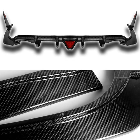 For 2014-2017 Infiniti Q50 Carbon Fiber Rear Bumper Diffuser Lip W/ LED Light 5pcs