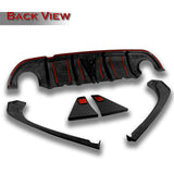 For 2014-2017 Infiniti Q50 Carbon Fiber Rear Bumper Diffuser Lip W/ LED Light 5pcs