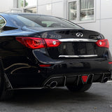 For 2014-2017 Infiniti Q50 Carbon Fiber Rear Bumper Diffuser Lip W/ LED Light 5pcs
