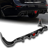 For 2014-2017 Infiniti Q50 Carbon Fiber Rear Bumper Diffuser Lip W/ LED Light 5pcs