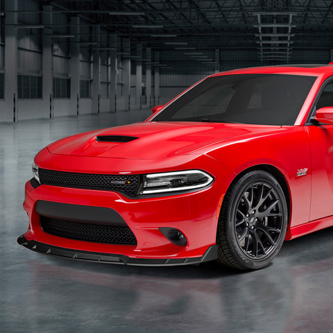 For 2015-2021 Dodge Charger SRT-Style Black Front Bumper Lip Spoiler Splitter + For 2015-2019 Dodge Charger SRT-Style Black Rear Bumper Lip Aprons Polyurethane  6pcs