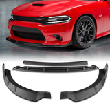 For 2015-2021 Dodge Charger SRT-Style Black Front Bumper Lip Spoiler Splitter + For 2015-2019 Dodge Charger SRT-Style Black Rear Bumper Lip Aprons Polyurethane  6pcs