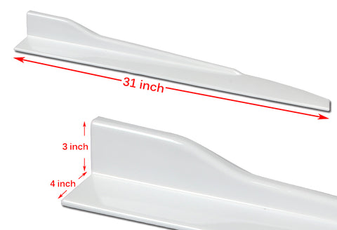 For 2013-2020 Nissan 370Z GT-Style Painted White Front Bumper Body Spoiler Lip + 31"x4" Universal Painted White Side Skirt Rocker Splitters Diffuser Winglet Wind  5pcs