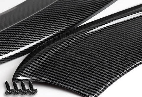 For 2015-2022 Dodge Charger SXT Carbon Look Front Bumper Splitter Spoiler Lip 3pcs + For 2015-2019 Dodge Charger SRT-Style Carbon Look Rear Bumper Lip Aprons 2pcs