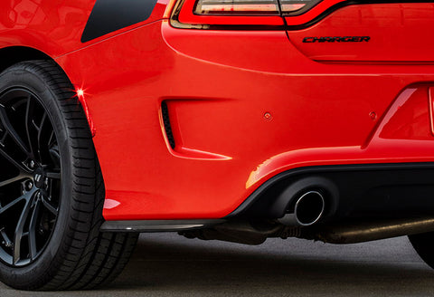 For 2015-2022 Dodge Charger SXT Carbon Look Front Bumper Splitter Spoiler Lip 3pcs + For 2015-2019 Dodge Charger SRT-Style Carbon Look Rear Bumper Lip Aprons 2pcs