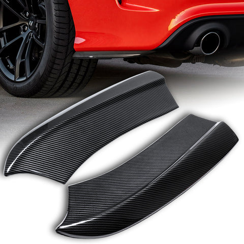 For 2015-2022 Dodge Charger SXT Carbon Look Front Bumper Splitter Spoiler Lip 3pcs + For 2015-2019 Dodge Charger SRT-Style Carbon Look Rear Bumper Lip Aprons 2pcs