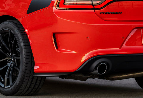 For 2015-2021 Dodge Charger RA-Style Black Front Bumper Body Spoiler Lip 3pcs + For 2015-2019 Dodge Charger SRT-Style Black Rear Bumper Lip Aprons Polyurethane 2pcs