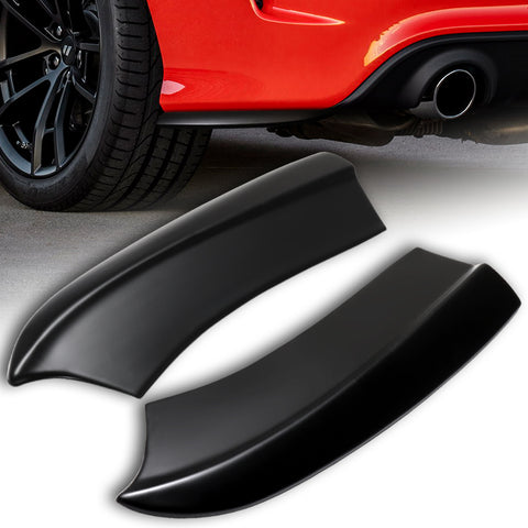 For 2015-2021 Dodge Charger RA-Style Black Front Bumper Body Spoiler Lip 3pcs + For 2015-2019 Dodge Charger SRT-Style Black Rear Bumper Lip Aprons Polyurethane 2pcs