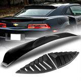 For 2010-2015 Chevy Camaro Coupe Black ABS Rear Window Roof Visor Spoiler Wing + For 2010-2015 Chevy Camaro ABS Black Side Window Louvers Scoop Cover Vent
