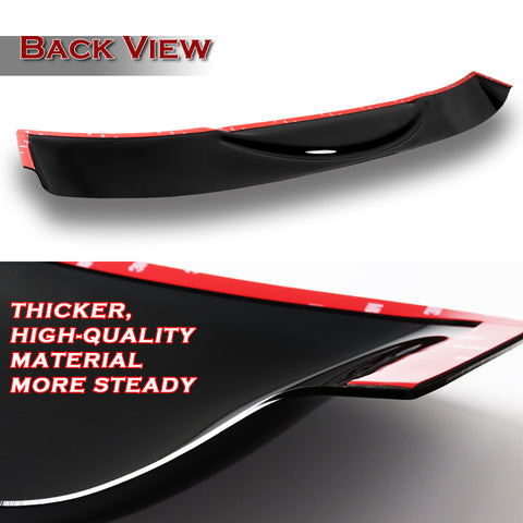 For 2015-2017 Ford Mustang Painted Black Front Bumper Body Kit Spoiler Lip 3pcs + For 2015-2020 Ford Mustang Coupe Black ABS Rear Window Roof Visor Spoiler Wing