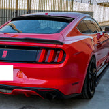 For 2015-2017 Ford Mustang Painted Black Front Bumper Body Kit Spoiler Lip 3pcs + For 2015-2020 Ford Mustang Coupe Black ABS Rear Window Roof Visor Spoiler Wing