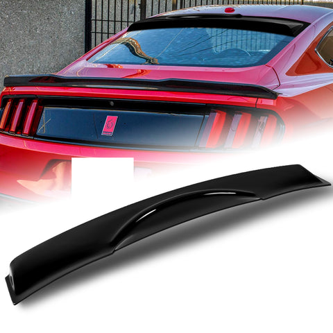 For 2015-2017 Ford Mustang Painted Black Front Bumper Body Kit Spoiler Lip 3pcs + For 2015-2020 Ford Mustang Coupe Black ABS Rear Window Roof Visor Spoiler Wing