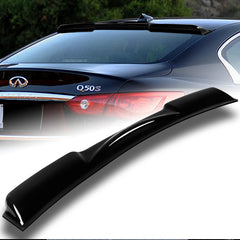 For 2014-2021 Infiniti Q50 Black ABS Plastic Rear Window Roof Visor Spoiler Wing