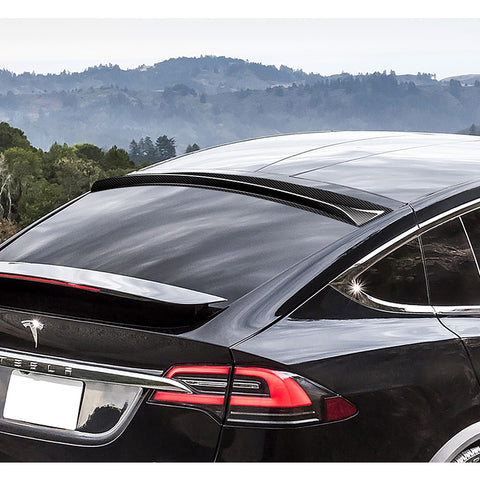 For 2016-2025 Tesla Model X OE-Style Real Carbon Fiber Rear Trunk Spoiler Wing + For 2016-2025 Tesla Model X SUV Carbon Fiber Rear Roof Window Visor Spoiler Wing