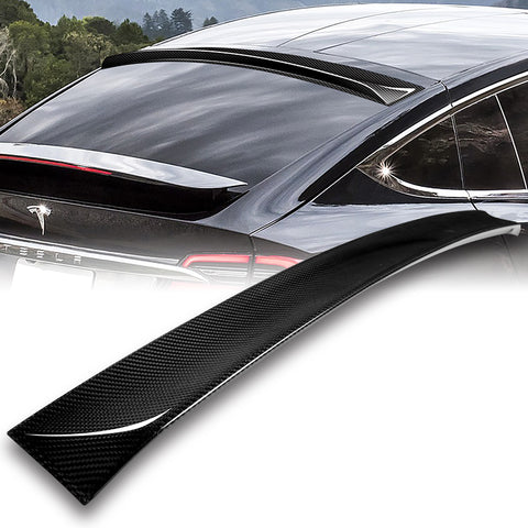 For 2016-2025 Tesla Model X OE-Style Real Carbon Fiber Rear Trunk Spoiler Wing + For 2016-2025 Tesla Model X SUV Carbon Fiber Rear Roof Window Visor Spoiler Wing
